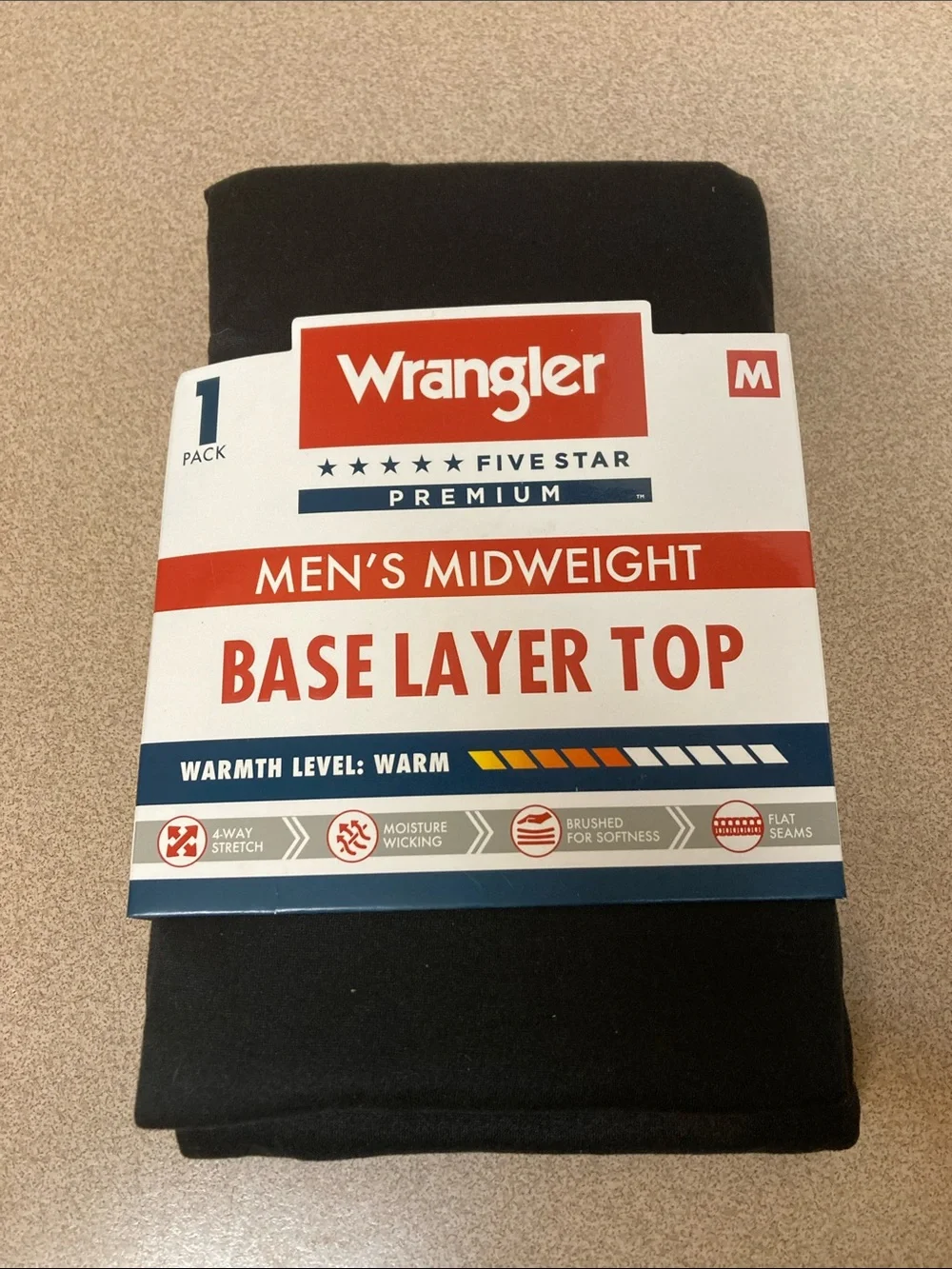 Wrangler Men’s Midweight Base Layer Top - Black